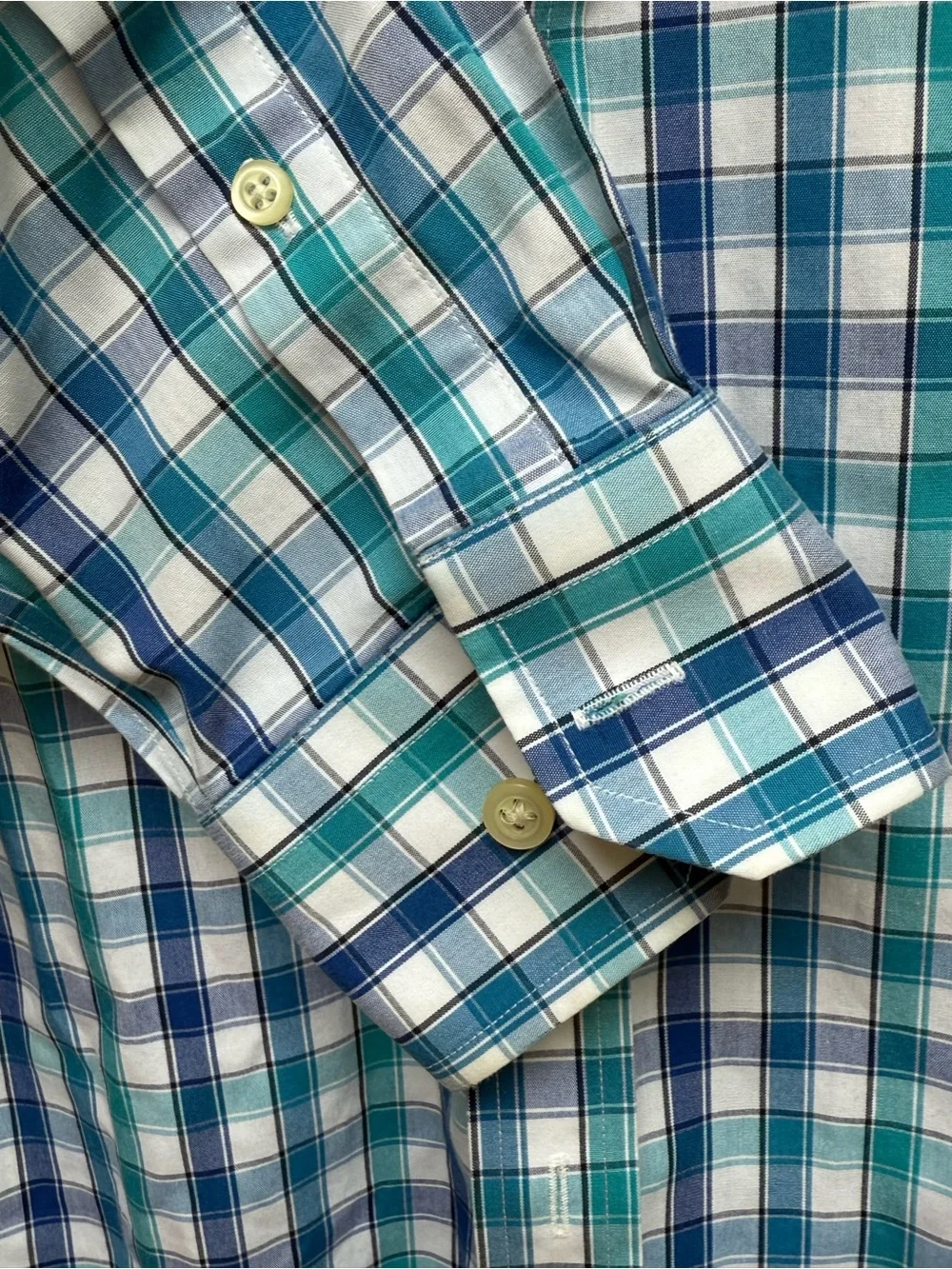 Banana Republic Green Blue White 100% Cotton Casual Shirt Slim Fit Medium